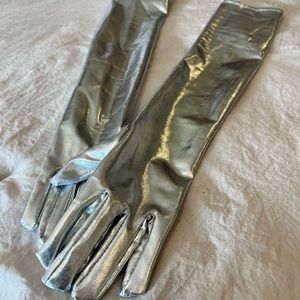 Metallic silver chrome gloves